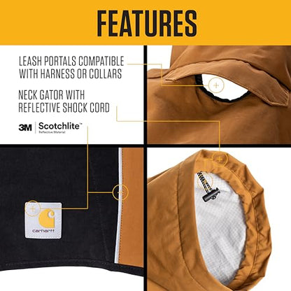 Carhartt Durable Dog Rain Jacket W/Waterproof Storm Defender Material and Adjustable Straps, Carhartt Brown/Black, Small - size: Small