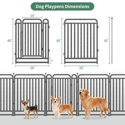 40 Inch Dog Playpen Outdoor, 8 Panels Puppy Playpen Heavy Duty Dog Play Pen Indoors, Rust Resistant Dog Pen for Large/Medium/Small Dogs, Dog Fence for RV Camping - style: 40" H