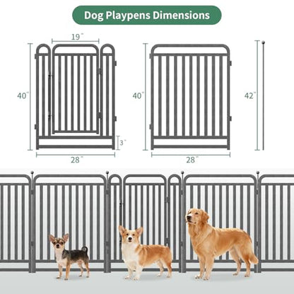 40 Inch Dog Playpen Outdoor, 8 Panels Puppy Playpen Heavy Duty Dog Play Pen Indoors, Rust Resistant Dog Pen for Large/Medium/Small Dogs, Dog Fence for RV Camping - style: 40" H