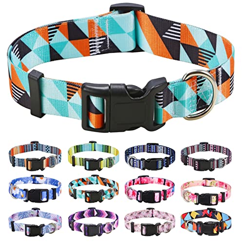 Dog Collar with Bohemia Floral Tribal Geometric Patterns - Soft Ethnic Style Collar Adjustable for Small Medium Large Dogs (Geometry,XS) - color: Geometry, size: XS (Neck 7.9-11.8", Width 5/8")