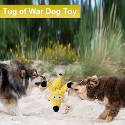 Letsmeet Squeaky Plush Dog Toys - Rope-Designed Interactive Dog Chew Toy for Large Dogs, Puppy Toys for Tug of War, Durable Pet Toys for Dogs - color: Yellow