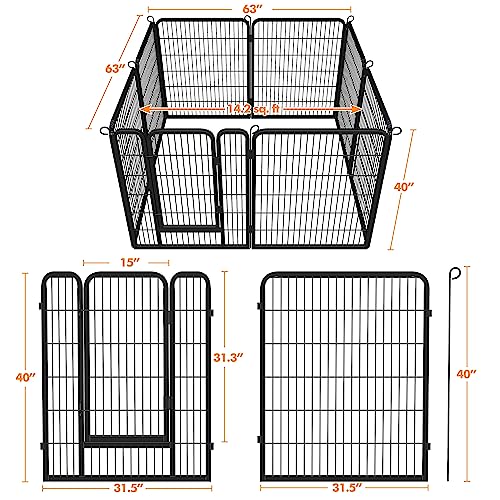 Yaheetech Wide Panel Dog Playpen, 6 Panels 40 inch High Pet Pen with Gate, Portable Indoor Outdoor Fence for Medium/Large Breed Dogs - size: 40"