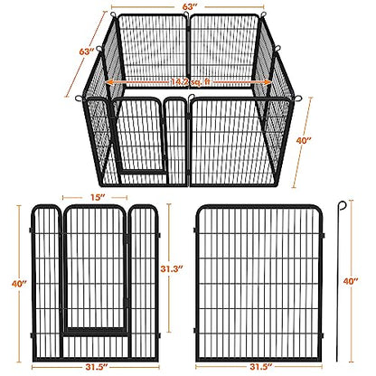 Yaheetech Wide Panel Dog Playpen, 6 Panels 40 inch High Pet Pen with Gate, Portable Indoor Outdoor Fence for Medium/Large Breed Dogs - size: 40"