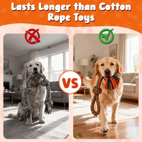 Interactive Dog Rope Toy for Large & Medium Dogs Durable Tug of War Toy for Training, Boredom Relief & Teeth Cleaning, Safe Ultra-Fiber Chew Toy for Daily Play (Small) - size: Medium