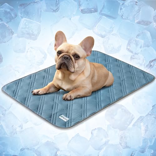 PetAmi Dog Cooling Mat, Waterproof Self Cooling Dog Pad with Non-Slip Backing, Q-Max >4.0 Pet Cooling Mat for Crate, Couch, Kennel & Car, Indoor Outdoor Summer Use, Light Blue, 29x40 - color: Light Blue, size: Medium (29x40)