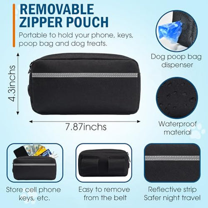 Hands Free Dog Leash with Waist Belt – No-Pull Bungee, Dual Padded Handles & Zipper Pouch for Running, Walking & Training – Adjustable Waist Leash for Large & Medium Dogs (Sky Blue) - color: Sky Blue
