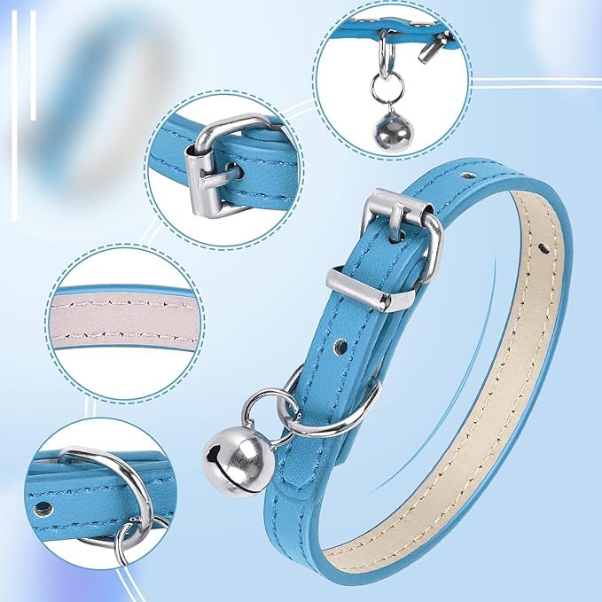 Pink XXS Dog Collar with Bell Girls PU Leather Puppy Collar with Bell Adjustable Buckle Kitten Cat Collars for XXSmall XS Tiny Little Extra Small Breed Female Pets Like Chihuahua, XX-Small - color: Pink, size: XX-Small (5-8 inches)