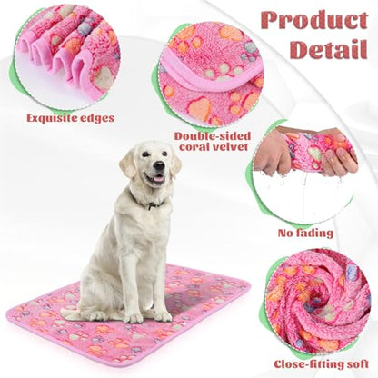 SHENLIU 18 Pcs Fleece Pet Blanket, 9 Style Small Fleece Pet Blanket Soft Warm Sleep Mat Fluffy Cute Puppy Supplies Paw Star Print Design Bed Blankets for Dog Cat Kitten Animals