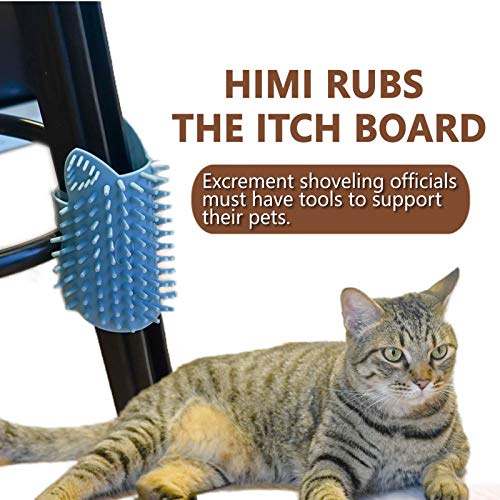 Cat Pet Self Grooming Comb Brush - Multi Functional Catnip Flavor Corner Massage Glove Tool for Kitten Puppy Relaxing, Extra Soft Silicone Pins Handy Hair Shedding Trimming