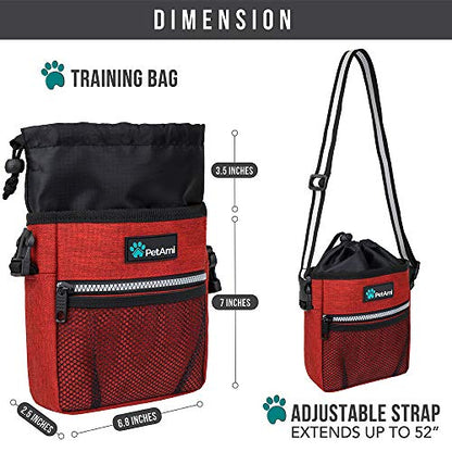 PetAmi Dog Treat Pouch, Pet Treat Pouch for Training, Dog Walking Bag Holder for Kibbles, Pet Food Toy, Dog Trainer Essentials Supplies, Poop Bag Dispenser, 3 Ways to Wear (Red) - color: Heather Red