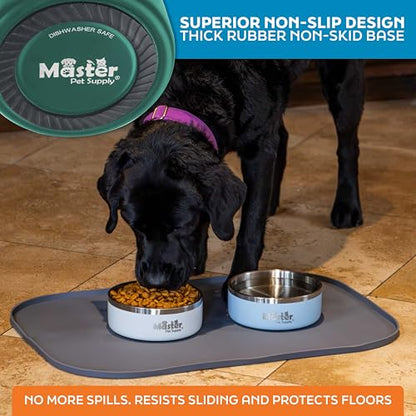 Master Pet Supply Stainless Steel Dog Bowls - 25 oz, Heavy Duty - Emerald Sea, Double Wall Extra-Thick Insulated, Non-Slip Pet Water Bowl for Dogs, Cats & Pets, Anti Rust Metal, Dish Washer Safe - color: Emerald Sea, size: 3 Cups (25 oz)