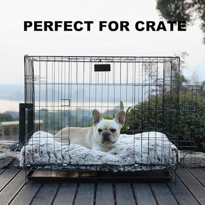 Bedfolks Waterproof Dog Crate Bed,Plush Dog Bed with Removable Washable Cover,Faux Fur Dog Crate Pad for Medium Dogs,Fluffy Dog Kennel Bed 29"x21",Brown - color: Brown, size: Medium(29x21'')