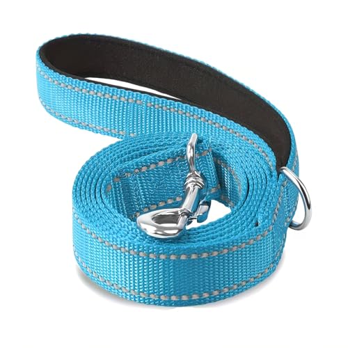 Reflective Dog Leash with Comfortable Padded Grip - High Visibility for Safety, Perfect for Small to Medium Breeds, No Battery Required for Walking & Training，Blue - color: blue