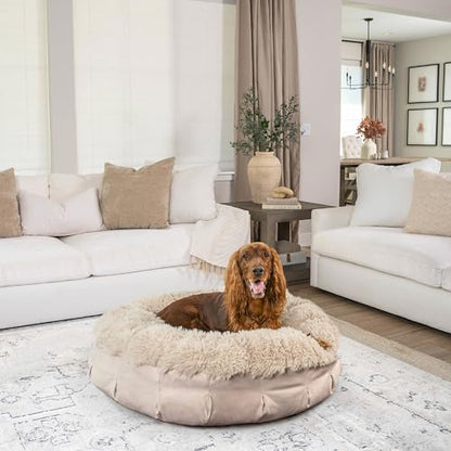 Best Friends by Sheri Ultra Calming Pouf Bed, Orthopedic Round Dog Bed for Joint Support, Faux Fur, Washable Cover, Tan, Large, 36"x36" - color: Tan, style: Large