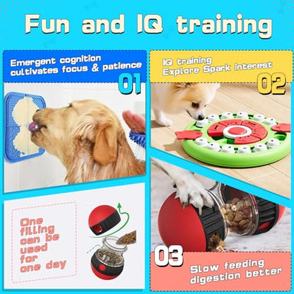 Dog Puzzle Feeder for Small/Middle Breeds - Adjustable Treat Dispenser Funny Slow Feeder Puppy Enrichment Training Toy Pet Interactive Toys Lick Mat Dogs to Keep Dog/Cat Busy - color: blue