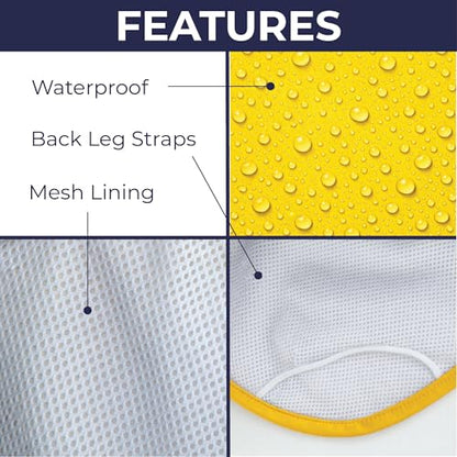 Dachshund Raincoat - Waterproof & Windproof Dog Jacket for Long Weiner Dogs, Adjustable Fit, Harness Hole - Yellow, X-Small - size: X-Small