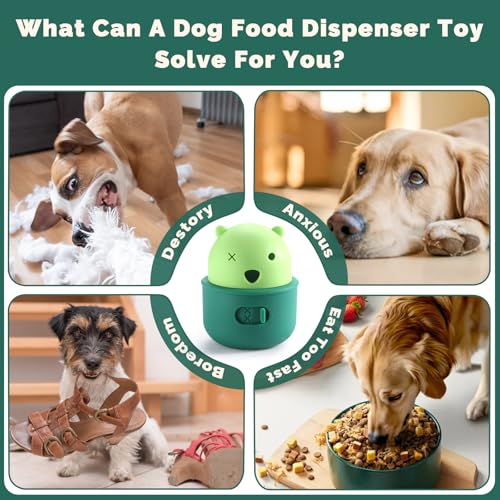 Silicone Dog Slow Feeder Toy - Interactive Puzzle Feeder & Food Dispenser for Small & Large Dogs - Enrichment Toys for Mental Stimulation - Fun Puppy Chew Toys & Cat Treat Dispenser to Keep Pets Busy - color: Bear-Green