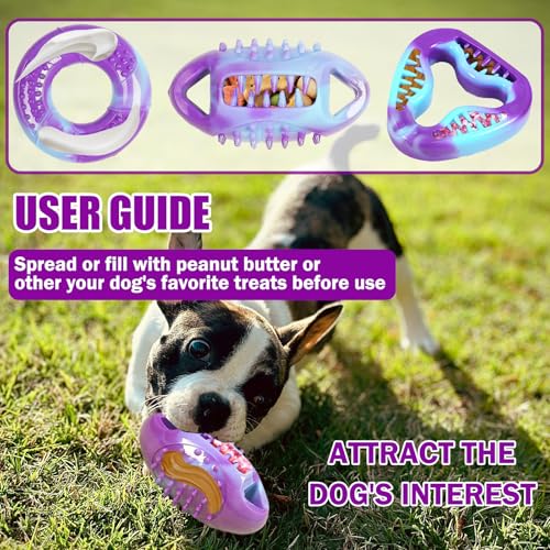 3 Pack TPR Rubber Chew Toys for Puppy, Small Dog & Senior Dog | Stuffable, Freezable Interactive Dog Toys for Treat Dispensing | Soothing Teething, Anxiety Relief & Dental Cleaning