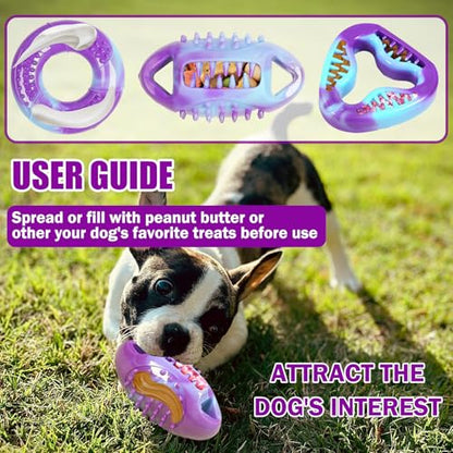 3 Pack TPR Rubber Chew Toys for Puppy, Small Dog & Senior Dog | Stuffable, Freezable Interactive Dog Toys for Treat Dispensing | Soothing Teething, Anxiety Relief & Dental Cleaning