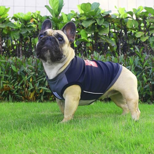 iChoue French Bulldog Summer Cooling Shirt for Dogs UV Sun Protection Vest Sleeveless Stretchy Tank Top English Pug Grey Black - Large - color: Cooling Shirts Grey Black, size: Large ( 25 - 35 lbs )