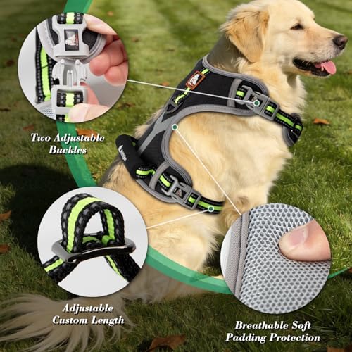 Dog Harness, No Pull Pet Vest Reflective Strip Escape Proof, Easy to Adjust Dog Harness with Escape Proof Function Suitable for Walking, Traveling and Training, Black, M - size: M