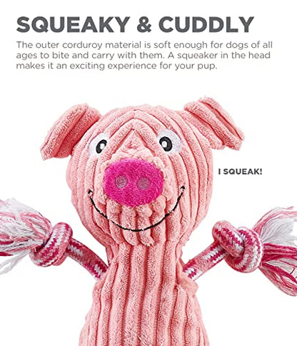 Outward Hound Ranch Roperz Pig Plush Squeaky Dog Toy - color: Ranch Roperz Pig
