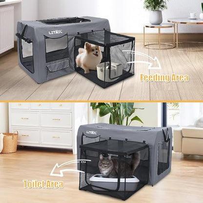 Extra Large Dog Crate for Large&Medium Dogs, Portable Dog Travel Crate for Multi-Cat Families & Small Dog Owners, Puppies, 39 Inch Foldable Portable Pet Crate with 600D Oxford for Outdoor Kennel