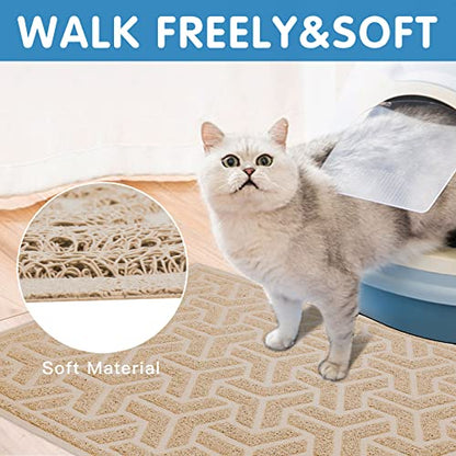 UPSKY Cat Litter Mat, Litter Trapping Mat Soft on Kitty Paws, Large Litter Box Mat 35" x 24" Scatter Control for Indoor Cats Waterproof and Extra Large Pretty Litters Carpet - color: E-Beige
