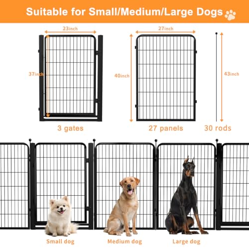 Wide Gate Dog Fence Outdoor Pens Outside,Portable Dog Play Pen 40" H 30 Panels Pet Playpen Exercise Pens for Puppys Small Medium Large Dogs RV Camping Yard Garden Indoor