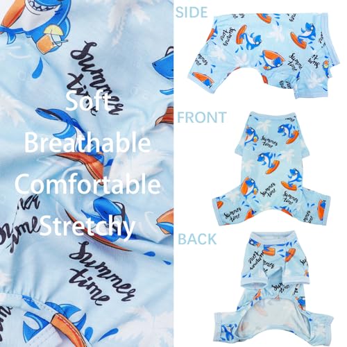 Dog Pjs Dog Pajamas for Small Medium Dogs Summer Cute Dog Clothes Boy Girl Soft Stretchy Doggie Puppy Clothes Cat Pet Jammies Outfit (X-Large) - color: Blue, size: X-Large