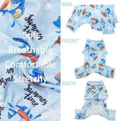 Dog Pjs Dog Pajamas for Small Medium Dogs Summer Cute Dog Clothes Boy Girl Soft Stretchy Doggie Puppy Clothes Cat Pet Jammies Outfit (2X-Large) - color: Blue, size: XX-Large