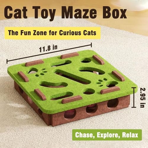 GDSAFS Cat Nail File Enrichment Box, Cat Scratch Puzzle Enrichment Box, Interactive Felt Cats Puzzle Toy with Bell, Bite & Scratch Resistant, for Indoor Cats Scratching Hunting Mental (White-B) - color: White-B