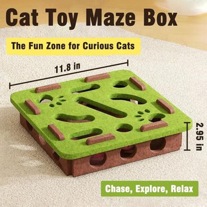 GDSAFS Cat Nail File Enrichment Box, Cat Scratch Puzzle Enrichment Box, Interactive Felt Cats Puzzle Toy with Bell, Bite & Scratch Resistant, for Indoor Cats Scratching Hunting Mental (Green-B) - color: Green-B