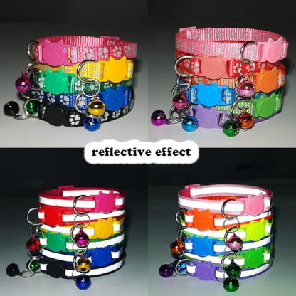 Breakaway Dog Collar with Bells, [2 Pack] Green Break Away Puppy Collar with Bells, Reflective Cat Collar for Boy Cats Kitty Kitten - color: Light Green