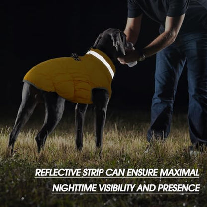 FUAMEY Dog Coat for Small Dogs,Waterproof Dog Winter Jacket with Harness Built in Puppy Cold Weather Coats Reflective Pet Vest with Zipper Warm Fleece Dogs Snowsuit Windproof Yellow XS - color: Yellow, size: XS(chest:14in)