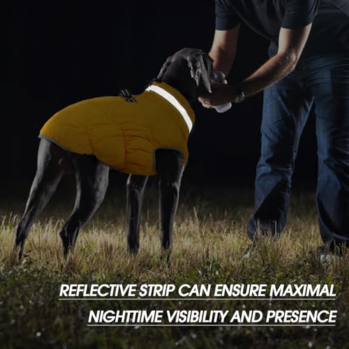 FUAMEY Dog Coat for Small Dogs,Waterproof Dog Winter Jacket with Harness Built in Puppy Cold Weather Coats Reflective Pet Vest with Zipper Warm Fleece Dogs Snowsuit Windproof Yellow XS - color: Yellow, size: XS(chest:14in)