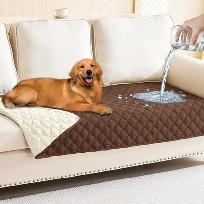 Smiry Waterproof Dog Bed Cover Pet Blanket, Soft Washable Dog Blanket for Furniture Bed Couch Sofa Reversible, Checkered (30"x70", Brown/Beige) - color: Brown/Beige, size: 30x70 Inch