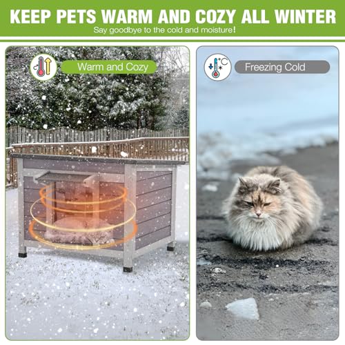 GUTINNEEN Insulated Cat House Outdoor with Triple-Layer - Weatherproof Cat Shelter with Insulation Liner, Elevated Base & Openable Roof for Stray/Feral Cats (Winter-Ready)