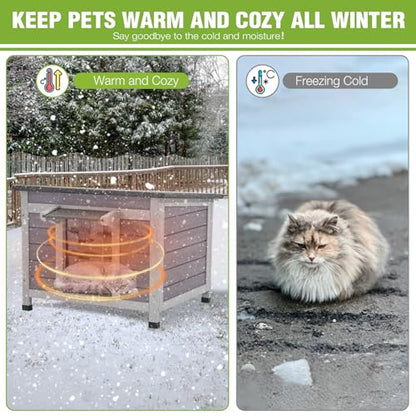 GUTINNEEN Insulated Cat House Outdoor with Triple-Layer - Weatherproof Cat Shelter with Insulation Liner, Elevated Base & Openable Roof for Stray/Feral Cats (Winter-Ready)