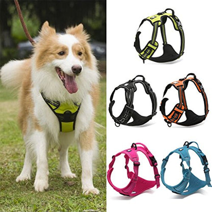SGODA Dog Harness Nylon with Reflective Dog Vest, Medium, Pink - color: Fuchsia, size: Medium Chest 22-27"