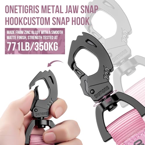 OneTigris Tactical Dog Training Bungee Leash with 2 Control Handle Quick Release Nylon Leads Rope - color: Pink