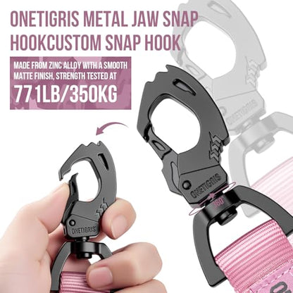 OneTigris Tactical Dog Training Bungee Leash with 2 Control Handle Quick Release Nylon Leads Rope - color: Pink