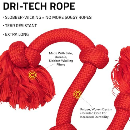 Playology Dog Toys | Dri-Tech Rope Tug of War Dog Toy for Tough Chewers | Beef Scented Mega Size Tug Rope Toys for Extra Large Dogs - size: Mega, style: Beef