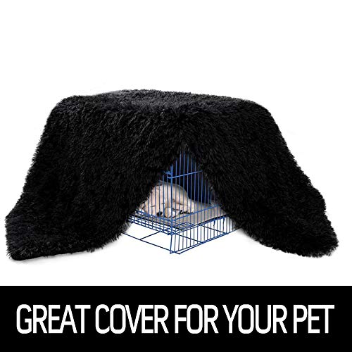 LOCHAS Luxury Fluffy Dog Blanket, Extra Soft and Warm Sherpa Fleece Pet Blankets for Dogs Cats, Plush Furry Faux Fur Puppy Throw Cover, 30''x40'' Black - color: Black, size: Medium(30''x40'')