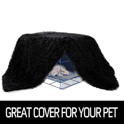 LOCHAS Luxury Fluffy Dog Blanket, Extra Soft and Warm Sherpa Fleece Pet Blankets for Dogs Cats, Plush Furry Faux Fur Puppy Throw Cover, 30''x40'' Black - color: Black, size: Medium(30''x40'')