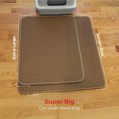 iPrimioJUMBO SIZE Cat Litter Trapper - EZ Clean (Brown/Tan) - 32 inches by 30 inches/Super BIG. Exclusive Water Proof Layer and Puppy Pad Option. Patent Pending. - style: 32x30 - Brown