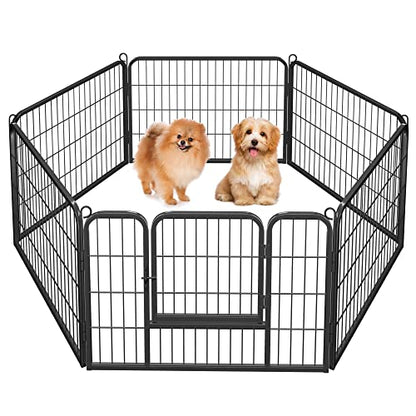 Yaheetech Wide Panel Dog Playpen, 6 Panels 24 inch High Pet Pen with Gate, Portable Indoor Outdoor Fence for Small/Medium Breed Dogs - size: 24"