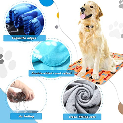 Chumia 28 Pieces Puppy Blanket Bulk Small Fleece Pet Blanket for Puppy Dogs Kitten Cats Pets Soft Warm Paw Print Sleep Mat Bed Covers, 28 Styles(23.6 x 27.6 Inch) - size: 23.6 x 27.6 Inch