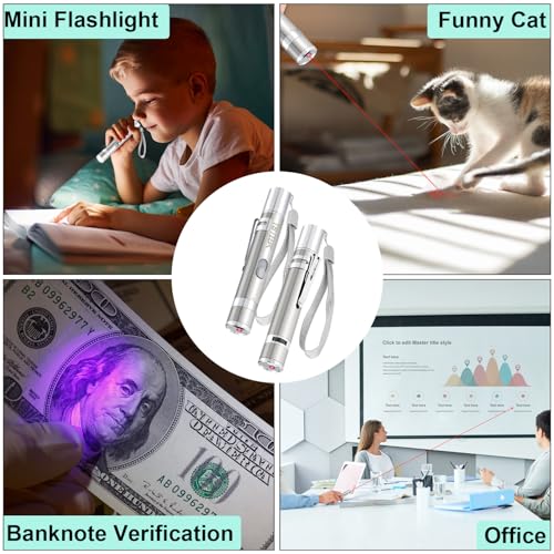TBTeek Cat Toy, USB Rechargeable Interactive Kitten Toy, 7 Light Modes & Adjustable Patterns, Portable Pet Cat Mouse Toy for Fun Chase Play Exercise (2 Pack) - size: 2pcs red light