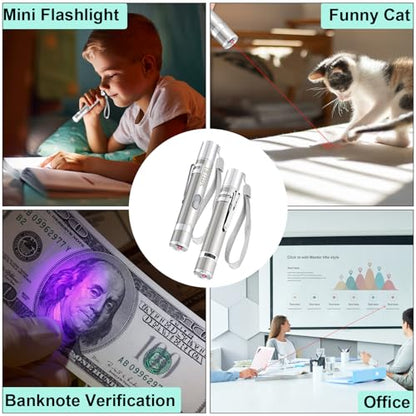 TBTeek Cat Toy, USB Rechargeable Interactive Kitten Toy, 7 Light Modes & Adjustable Patterns, Portable Pet Cat Mouse Toy for Fun Chase Play Exercise (2 Pack) - size: 2pcs red light